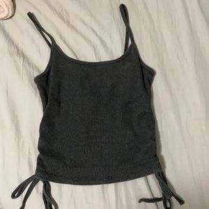 Pacsun dark grey basic tank, fringes at the side